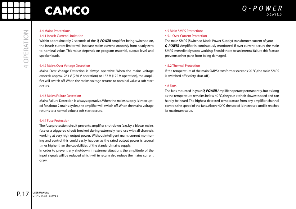 4 oper ation | Camco Q-Power 10 User Manual | Page 18 / 34