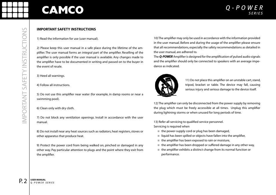 Impor tant safet y instr uctions | Camco Q-Power 10 User Manual | Page 3 / 34