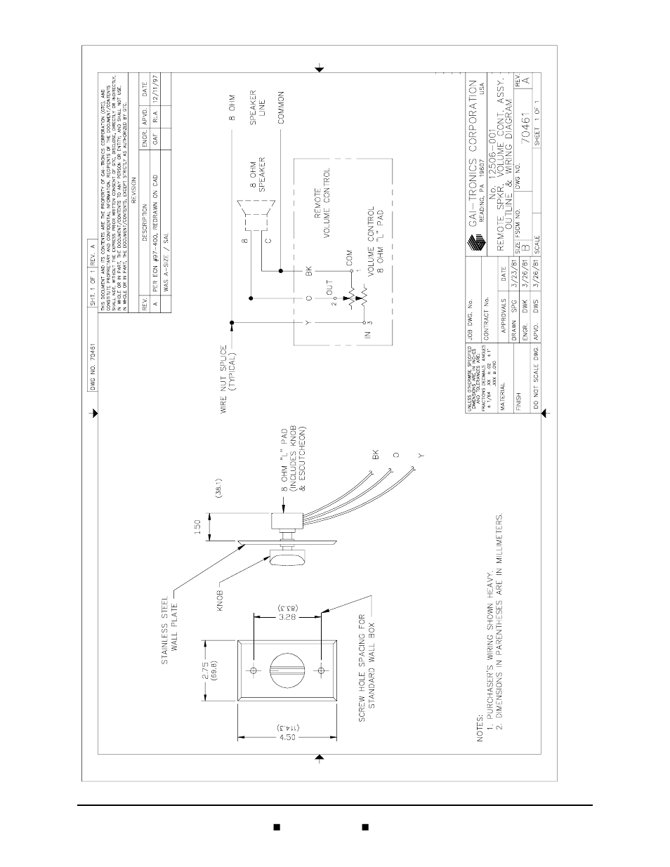 GAI-Tronics 12506-001 Remote Speaker Volume Kit User Manual | 1 page