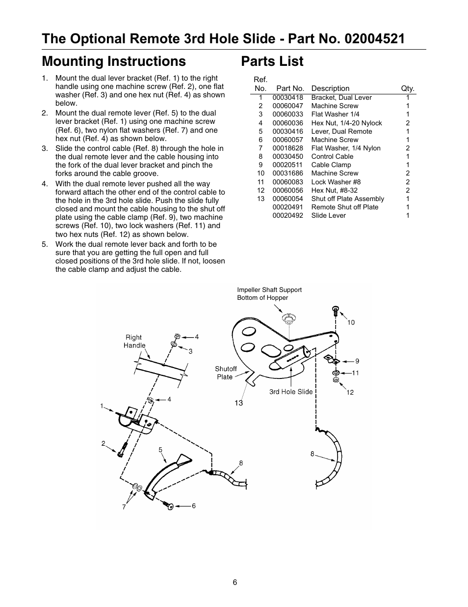 Parts list | Cub Cadet 80 LB User Manual | Page 6 / 12