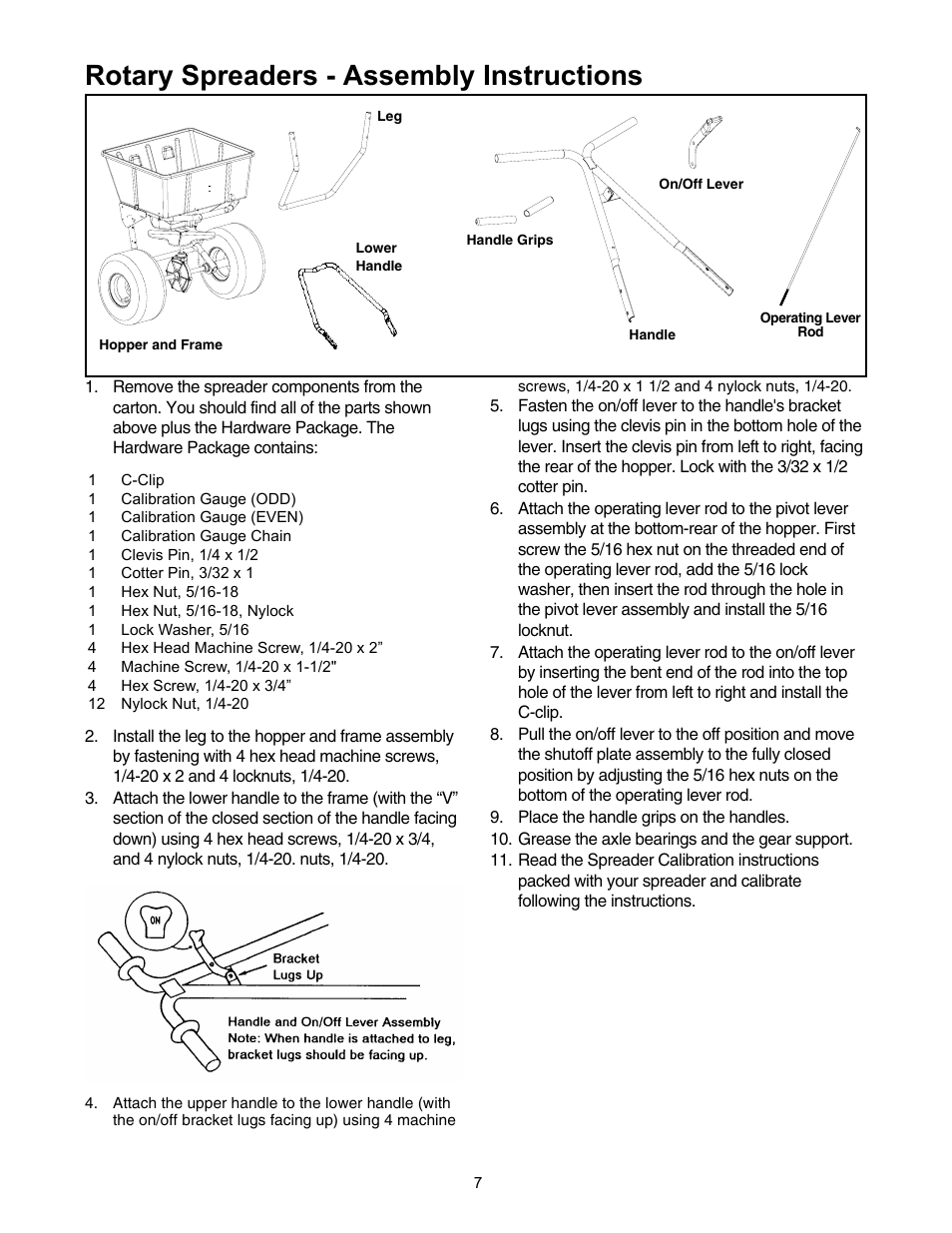 Rotary spreaders - assembly instructions | Cub Cadet 80 LB User Manual | Page 7 / 12