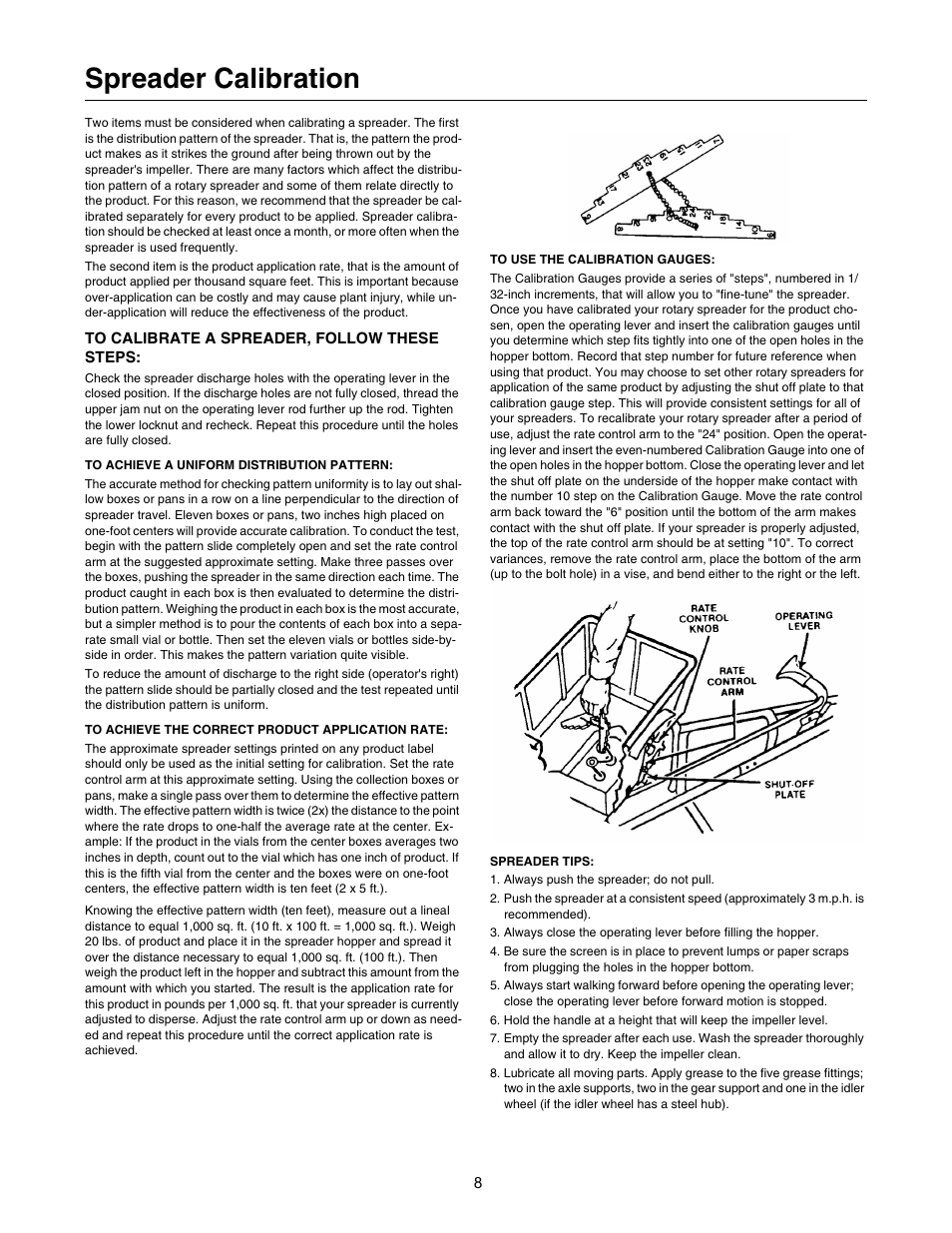 Spreader calibration | Cub Cadet 80 LB User Manual | Page 8 / 12