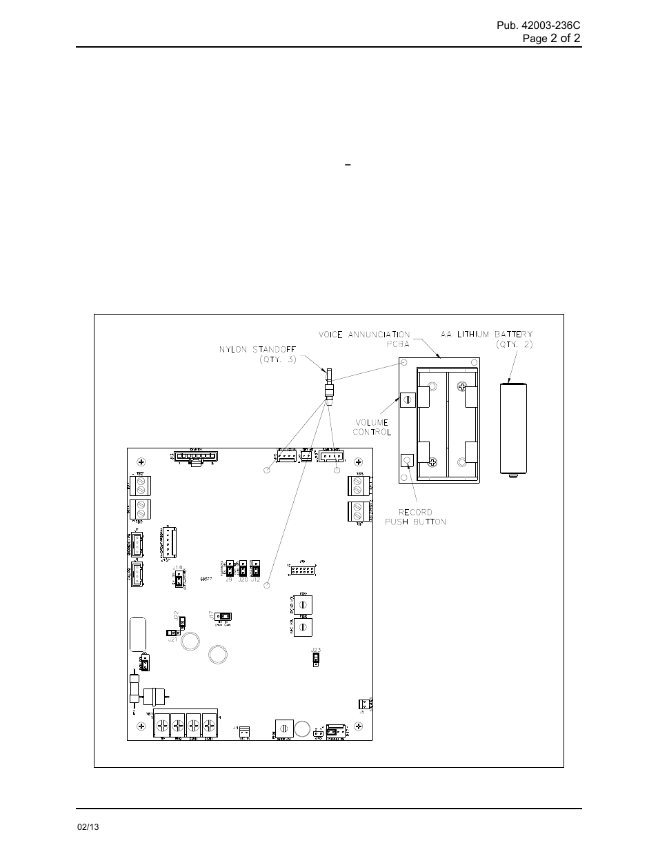 Installing the voice annunciation pcba | GAI-Tronics 12562-109 Voice Annunciation PCBA Field Installation  Kit User Manual | Page 2 / 3