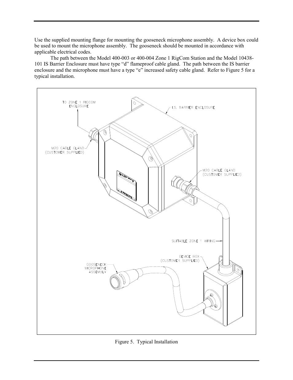 Mounting the gooseneck microphone assembly | GAI-Tronics 10438-101 Intrinsically-Safe Microphone Barrier Kit User Manual | Page 5 / 7