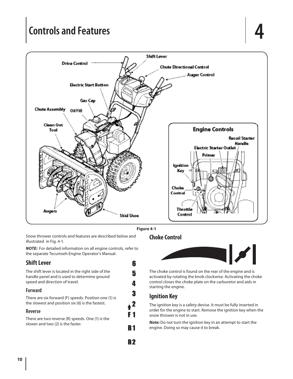 Controls and features | Cub Cadet 526 WE User Manual | Page 10 / 24