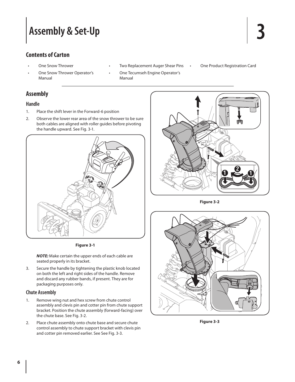 Assembly & set-up, Assembly, Contents of carton | Cub Cadet 526 WE User Manual | Page 6 / 24