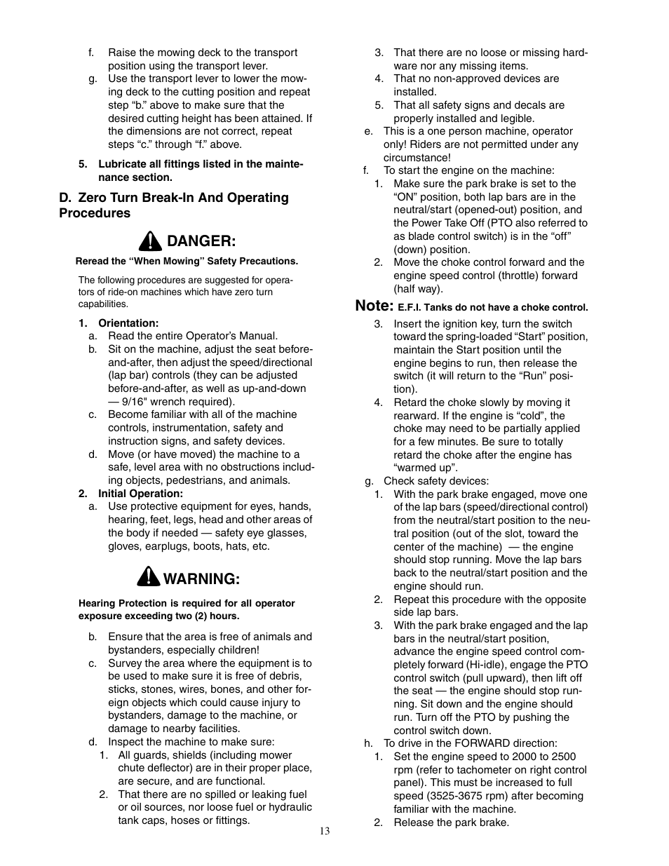 Danger, Warning | Cub Cadet 48-inch User Manual | Page 13 / 32