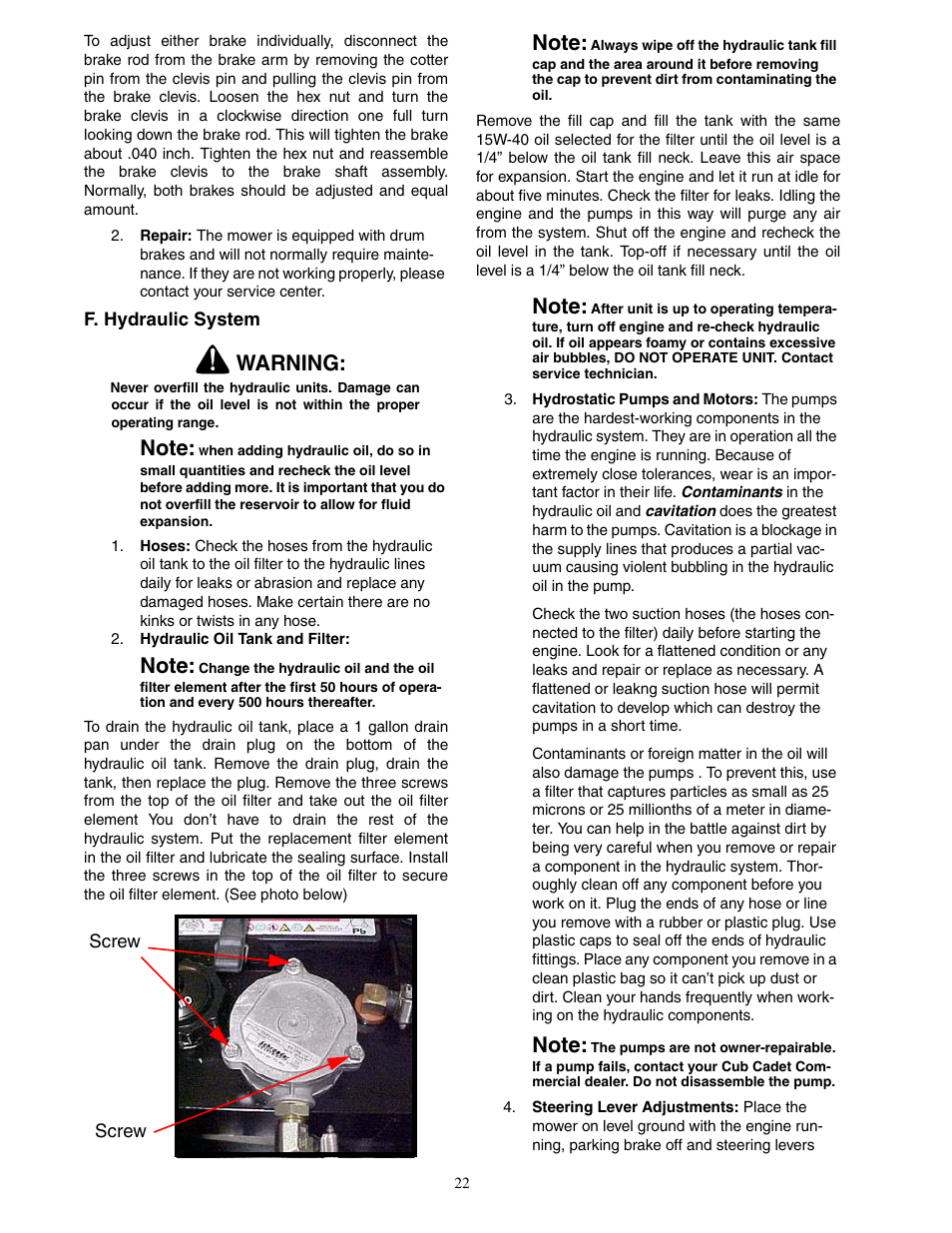 Warning | Cub Cadet 48-inch User Manual | Page 22 / 32