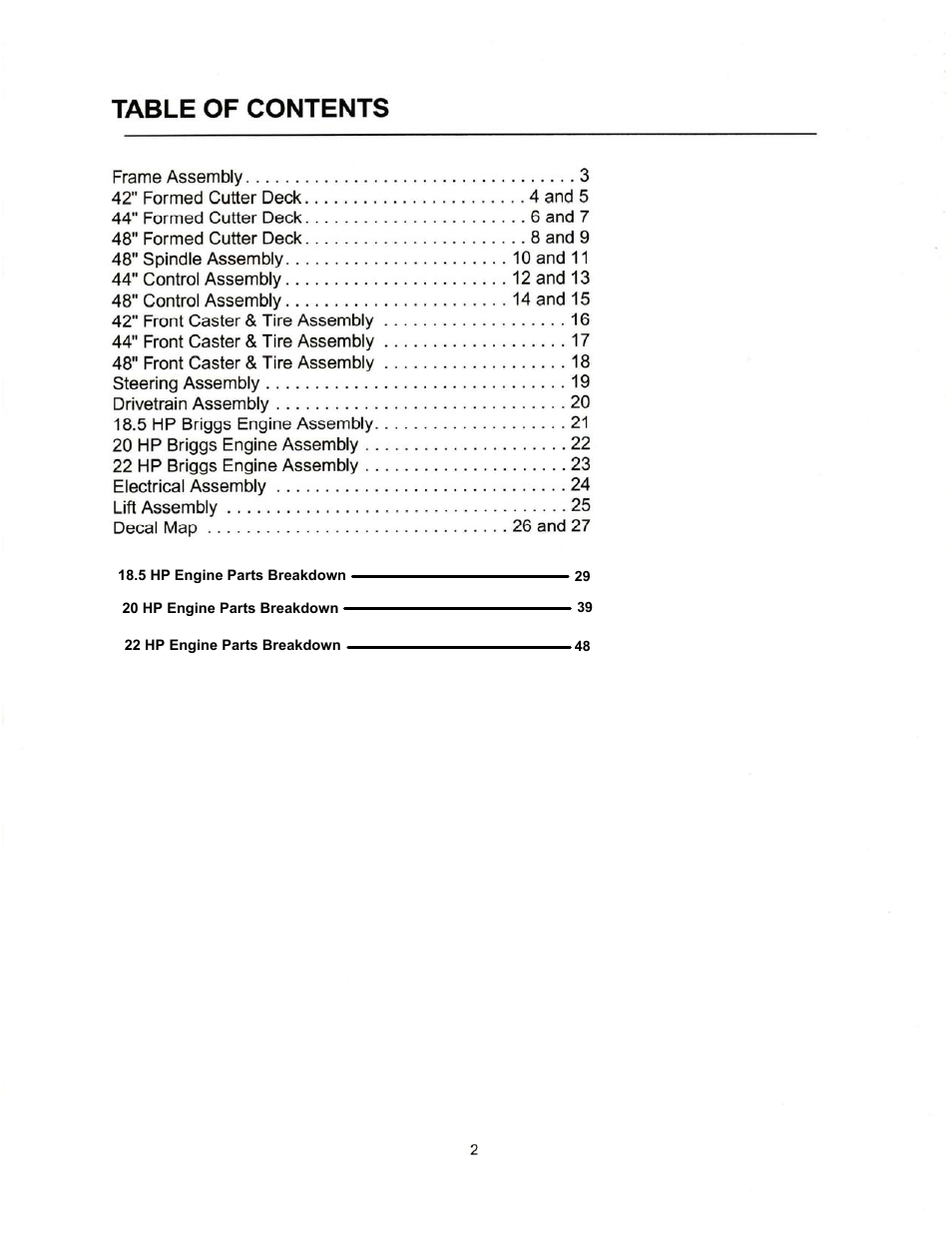 Cub Cadet 22HP Z-Force 48 User Manual | Page 2 / 56