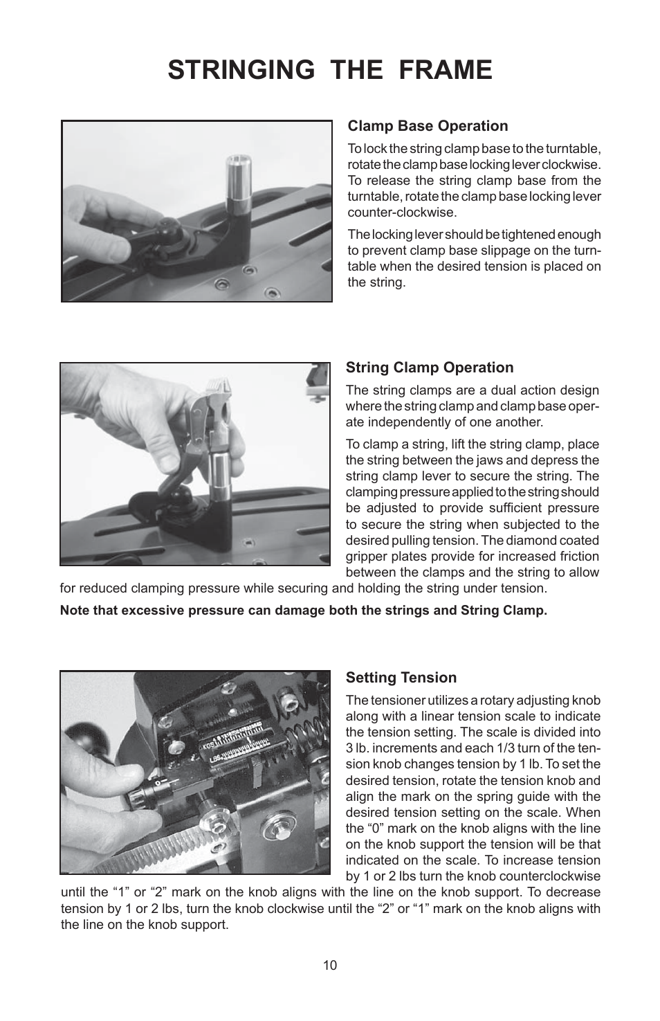 Stringing the frame | GAMMA 5003 STRINGING MACHINE 2 POINT SC MOUNTING (Issue 5B - February 2014) User Manual | Page 10 / 24