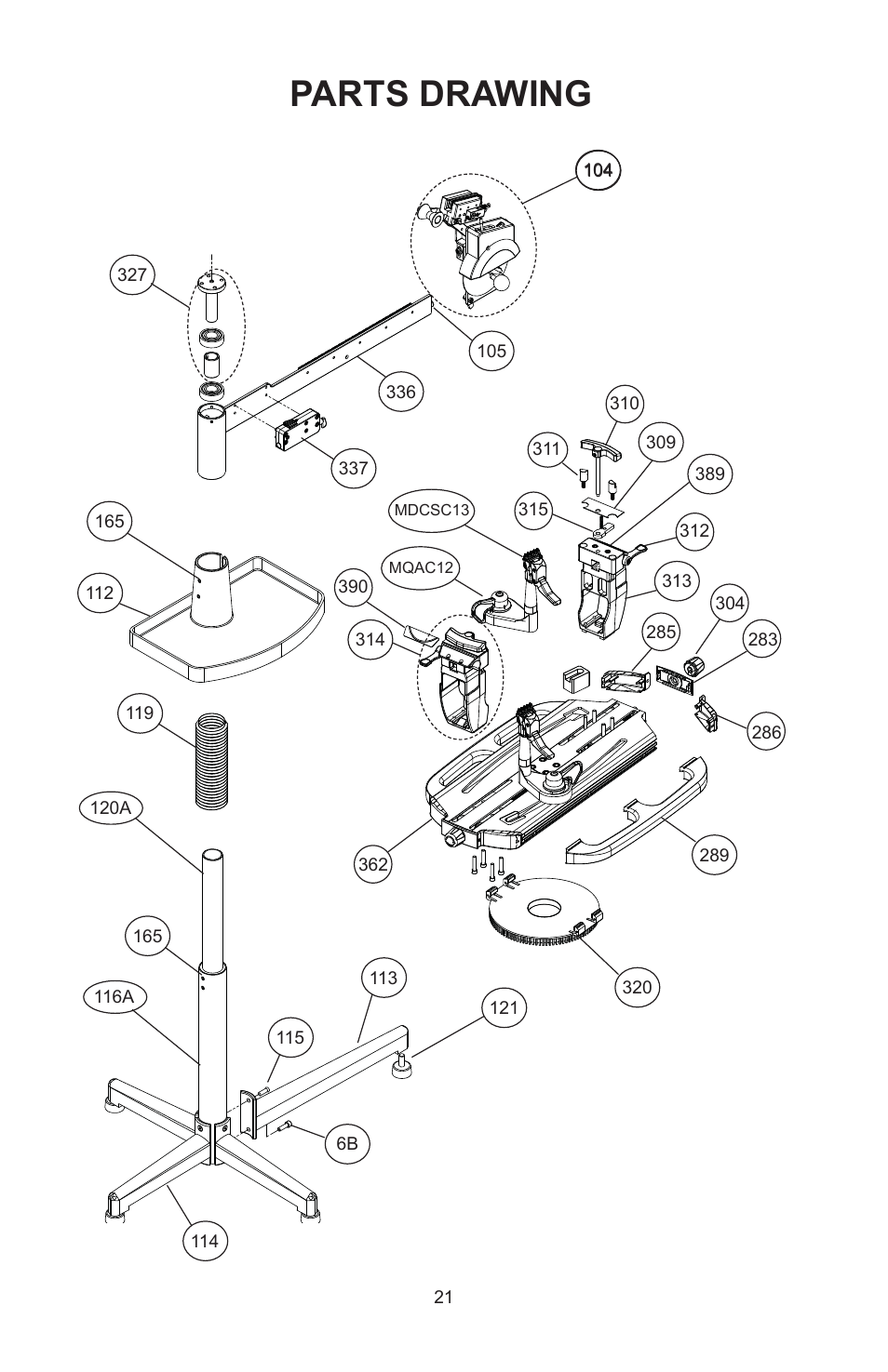Parts drawing | GAMMA 5003 STRINGING MACHINE 2 POINT SC MOUNTING (Issue 5B - February 2014) User Manual | Page 21 / 24