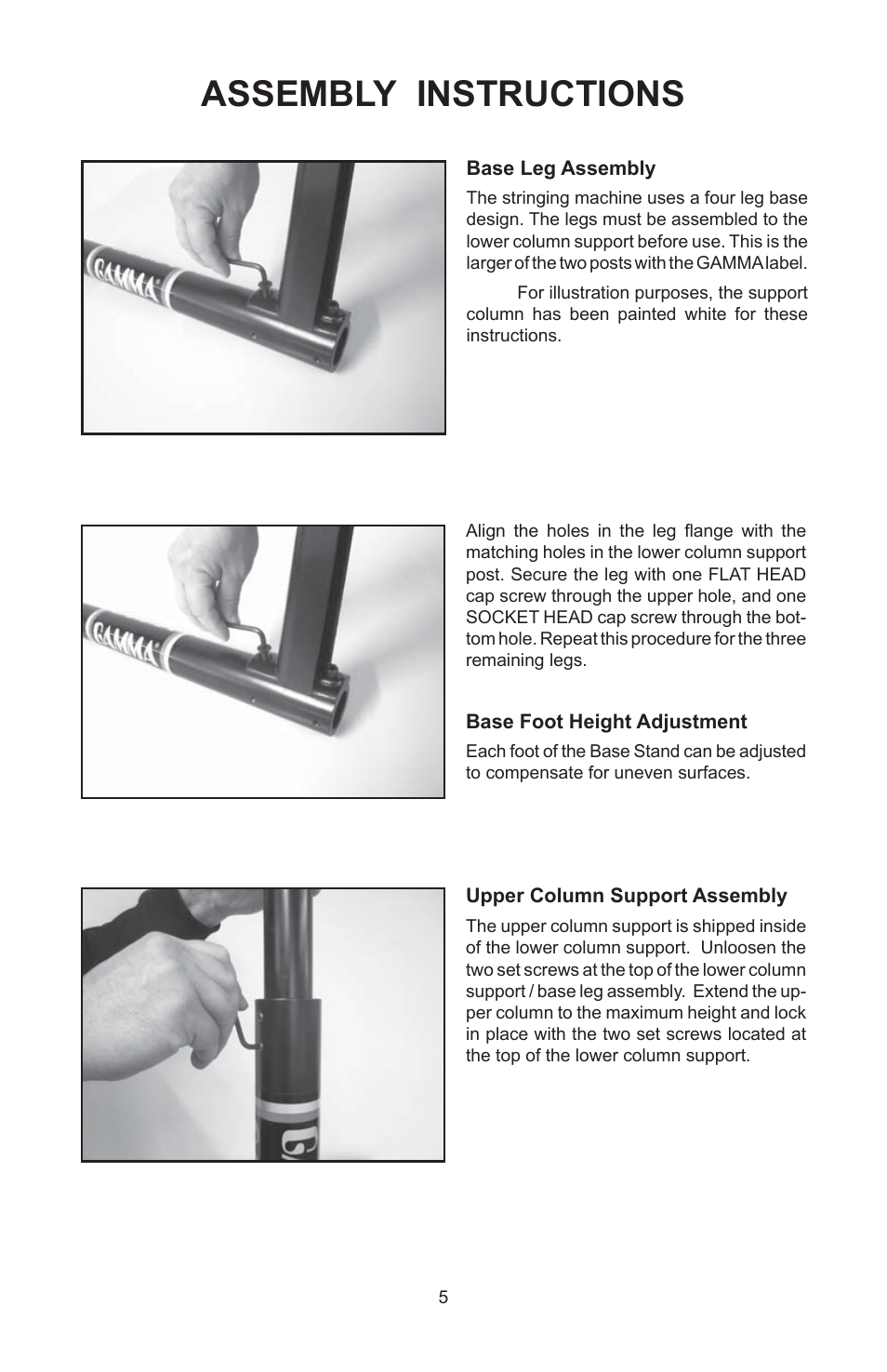 Assembly instructions | GAMMA 5003 STRINGING MACHINE 2 POINT SC MOUNTING (Issue 5B - February 2014) User Manual | Page 5 / 24