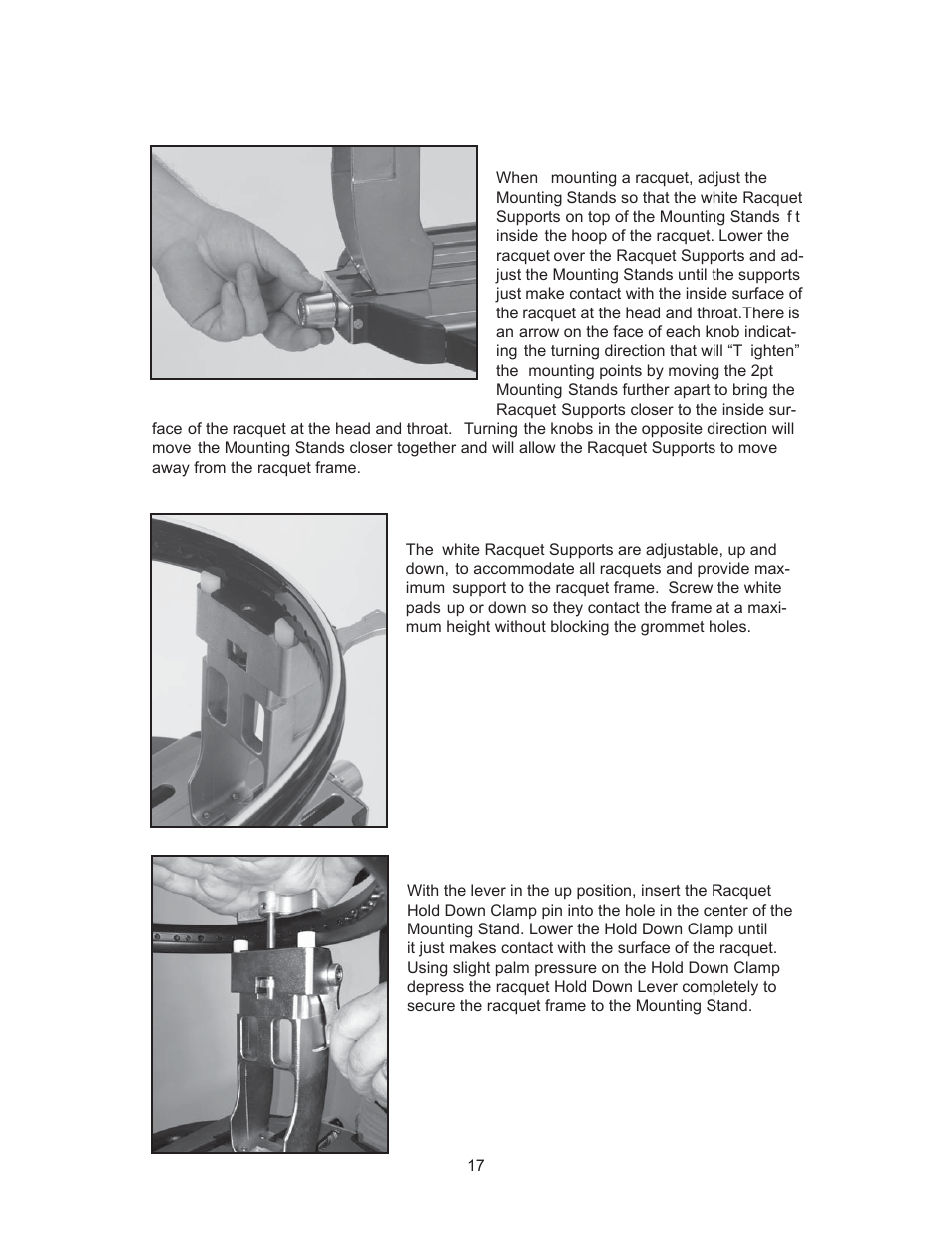 Mounting the frame | GAMMA 5800 Els STRINGING MACHINE 2 POINT SC MOUNTING (Issue 6 - July 2014) User Manual | Page 17 / 32