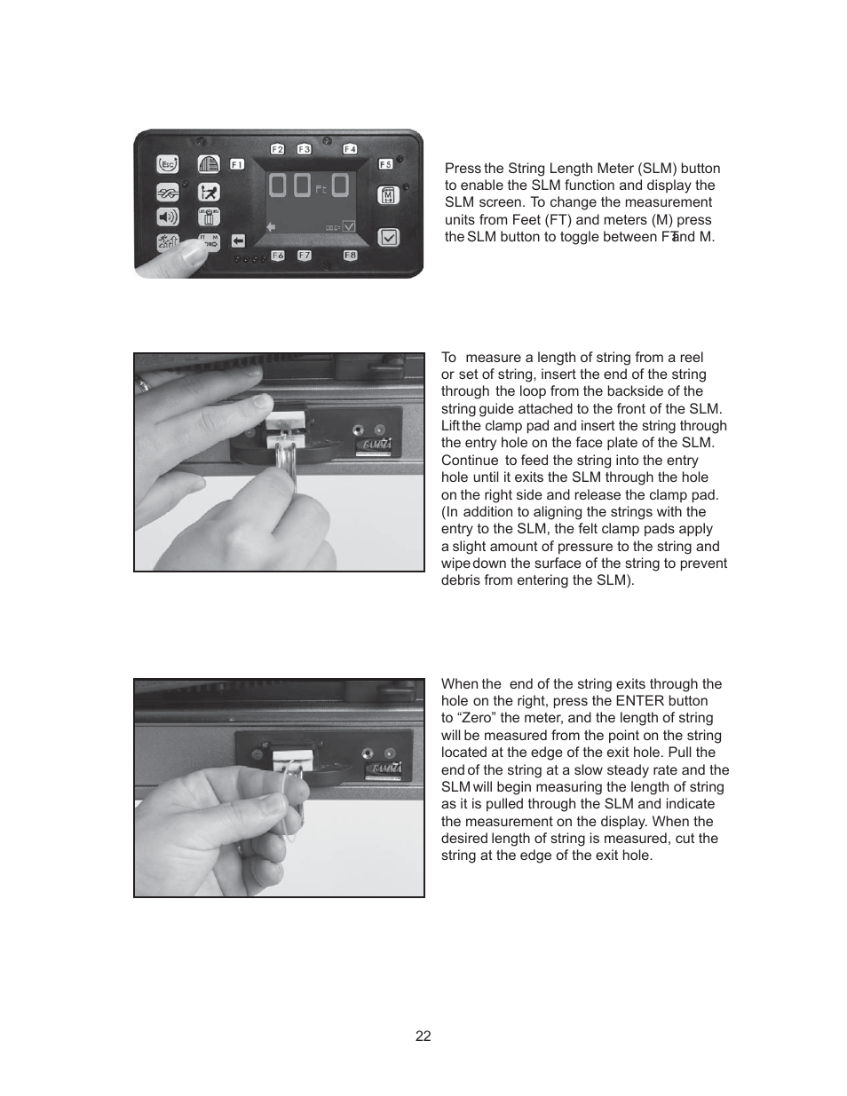 String length meter operation | GAMMA 5800 Els STRINGING MACHINE 2 POINT SC MOUNTING (Issue 6 - July 2014) User Manual | Page 22 / 32
