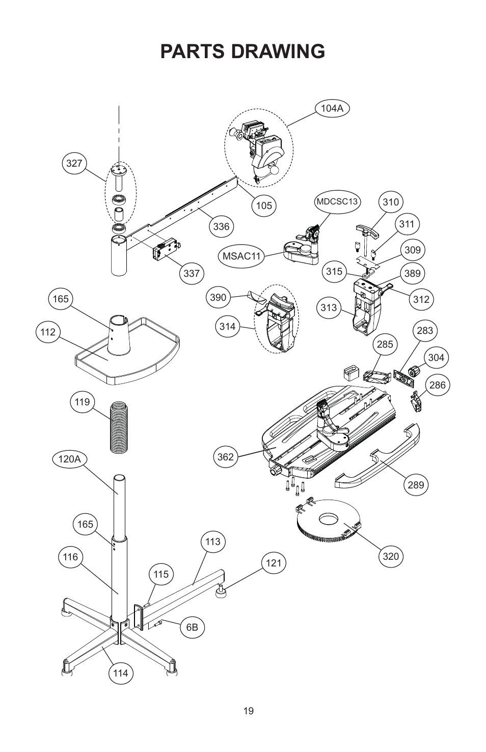 Parts drawing | GAMMA 6004 STRINGING MACHINE 2 POINT SC MOUNTING (Issue 5C - February 2014) User Manual | Page 19 / 20