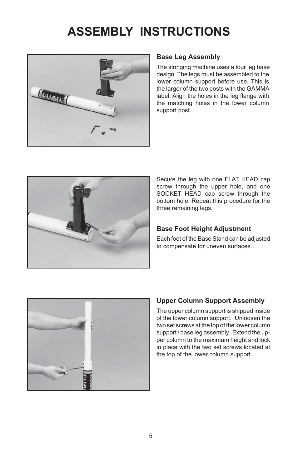 Assembly instructions | GAMMA 6004 STRINGING MACHINE 2 POINT SC MOUNTING (Issue 5C - February 2014) User Manual | Page 5 / 20