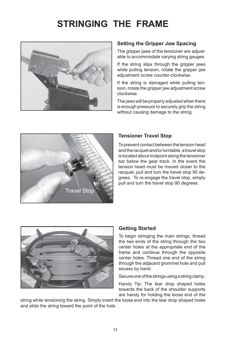 Stringing the frame | GAMMA 6004 STRINGING MACHINE 6 POINT SC MOUNTING (Issue 11A - February 2014) User Manual | Page 11 / 20