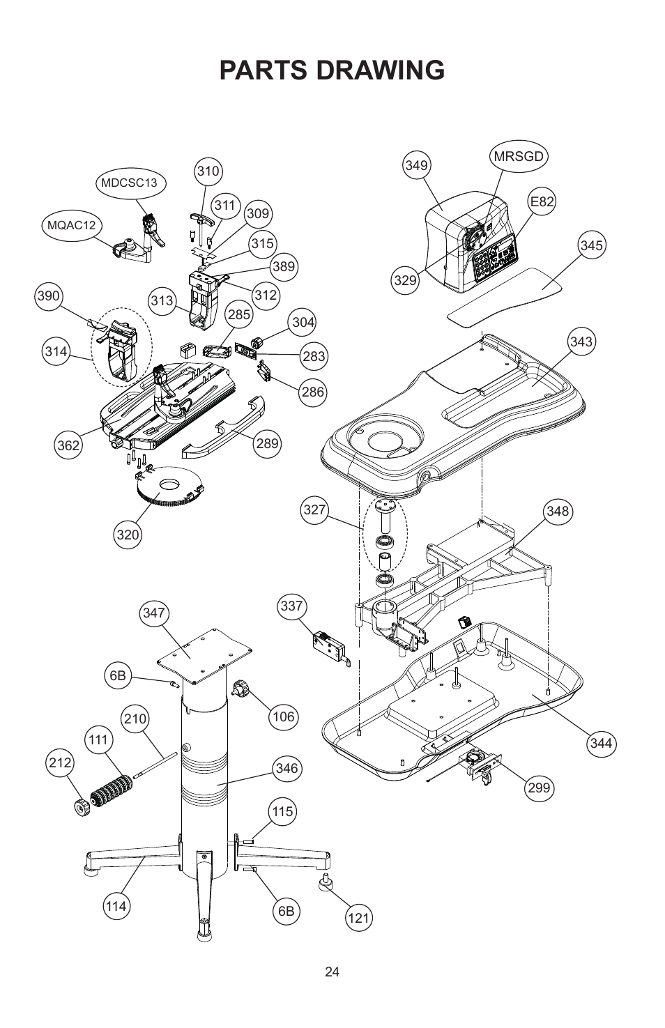 Parts drawing | GAMMA 6900 Els STRINGING MACHINE 2 POINT SC MOUNTING (Issue 4B - February 2014) User Manual | Page 23 / 24