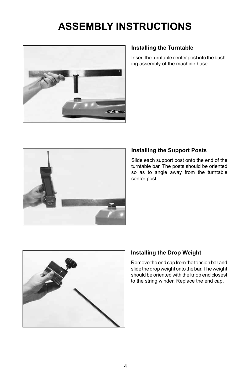Assembly instructions | GAMMA PROGRESSION 200 STRINGING MACHINE (Issue 1 - July 2010) User Manual | Page 4 / 16