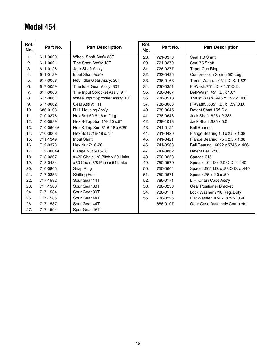 Model 454 | Cub Cadet 454 User Manual | Page 15 / 20