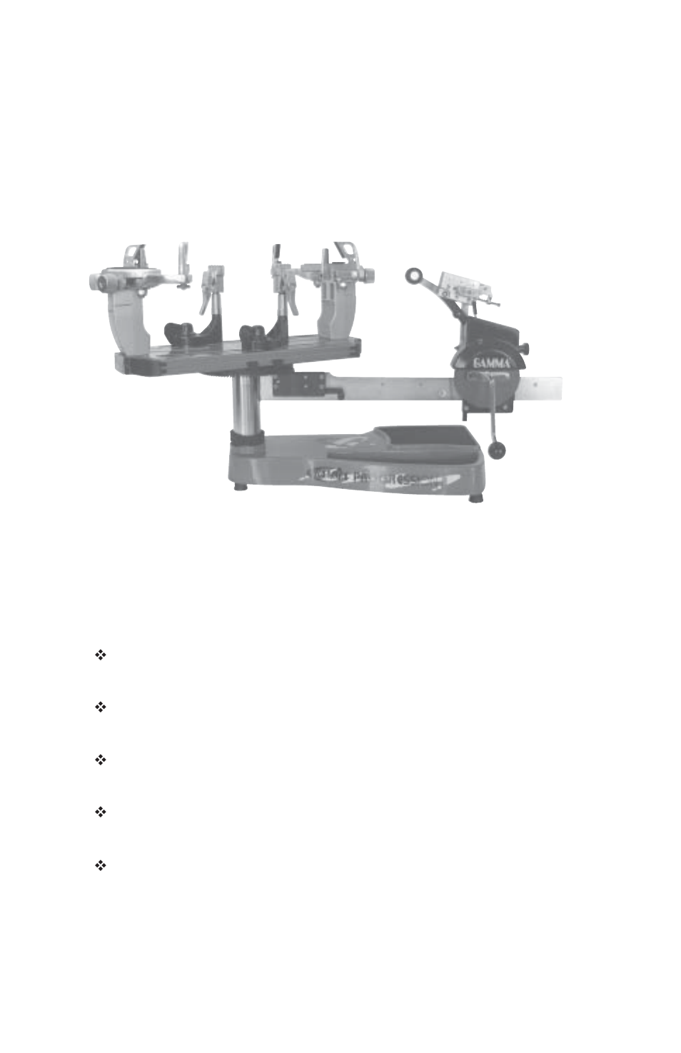 Features, Machine features | GAMMA PROGRESSION STII STRINGING MACHINE (Issue 5 - January 2009) User Manual | Page 3 / 19