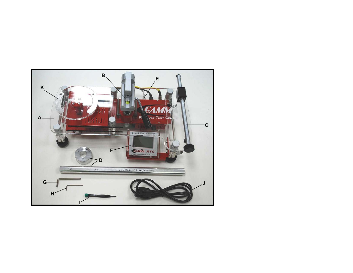 Parts list | GAMMA 3 in 1 Racquet Test Center User Manual | Page 3 / 12