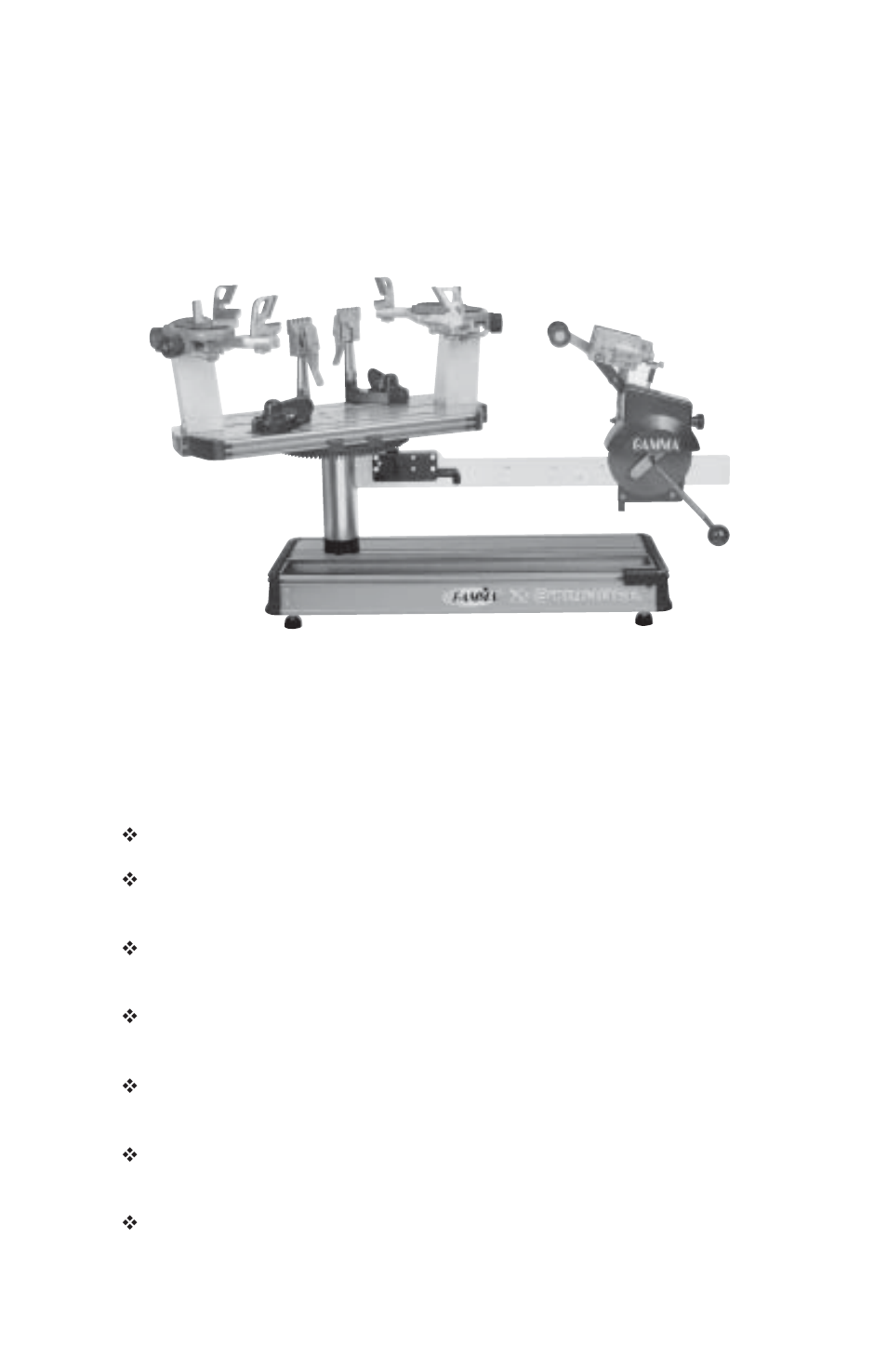 Features, Machine features | GAMMA X-Stringer X-ST STRINGING MACHINE (Issue 2 - October 2009) User Manual | Page 3 / 19