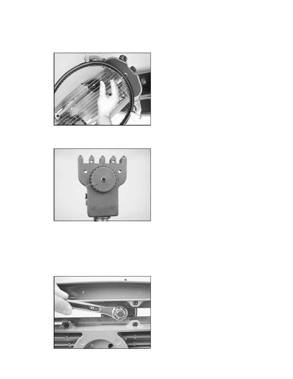 Stringing the frame, String clamp adjustment | GAMMA 5003 STRINGING MACHINE (Issue 3 - December 14, 2000) User Manual | Page 12 / 19
