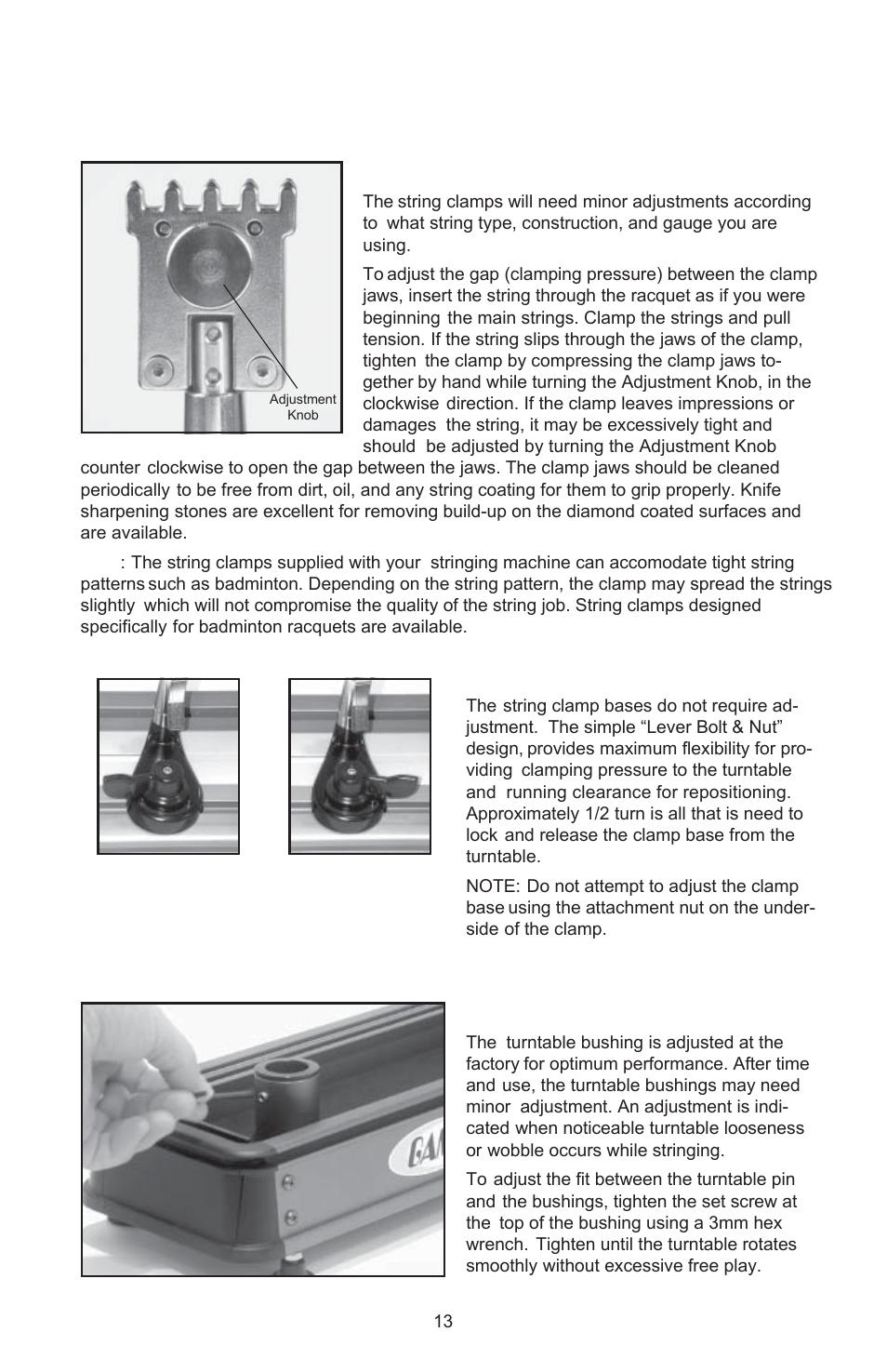 Maintenance and adjustments | GAMMA X-Stringer X-ES STRINGING MACHINE (Issue 1 - May 2004) User Manual | Page 14 / 19