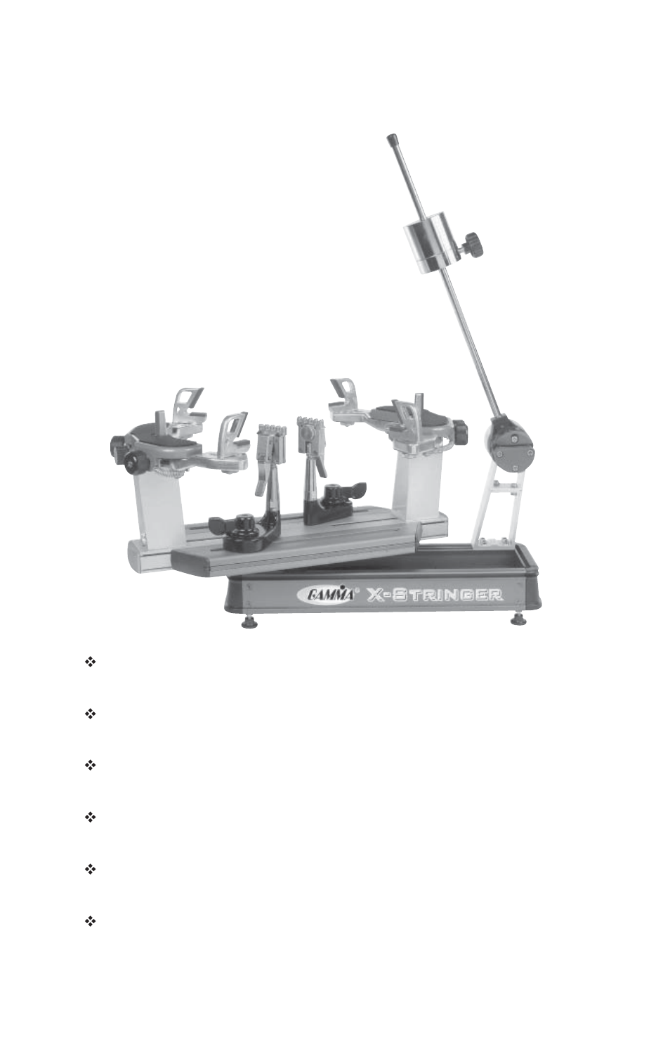 Gamma x-6fc, Machine features | GAMMA X-Stringer X-6FS STRINGING MACHINE (Issue 1 - May 2004) User Manual | Page 3 / 18