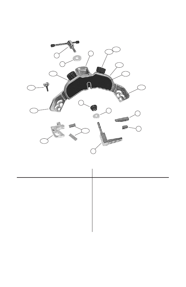 Mounting stand parts, Part, Description | GAMMA PROGRESSION 600 / 600FC (Issue 2 / Version E - Dec. 10, 1997) User Manual | Page 15 / 15