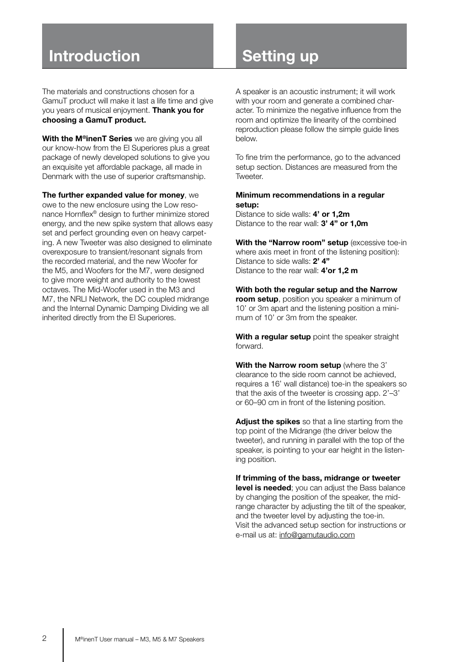 Introduction setting up | GamuT M3 User Manual | Page 2 / 8