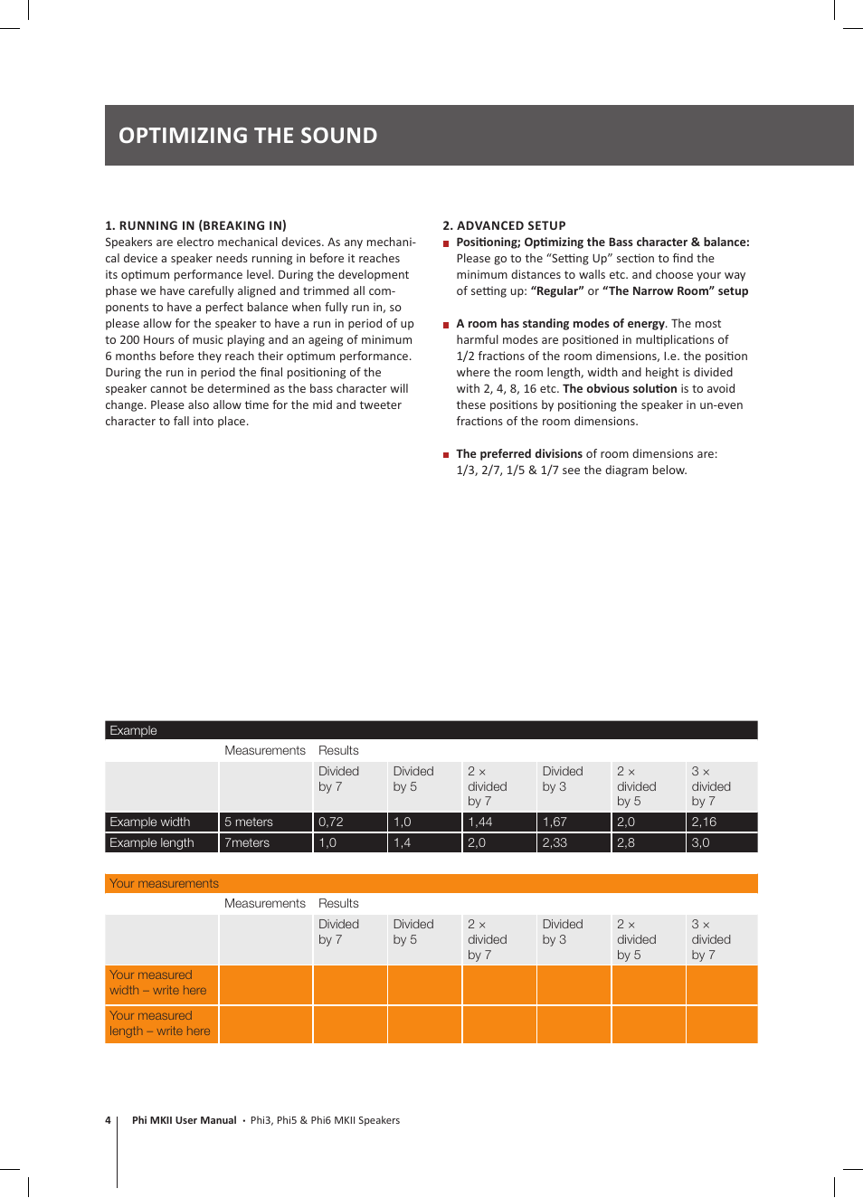 Optimizing the sound | GamuT Phi3 MKII User Manual | Page 4 / 8