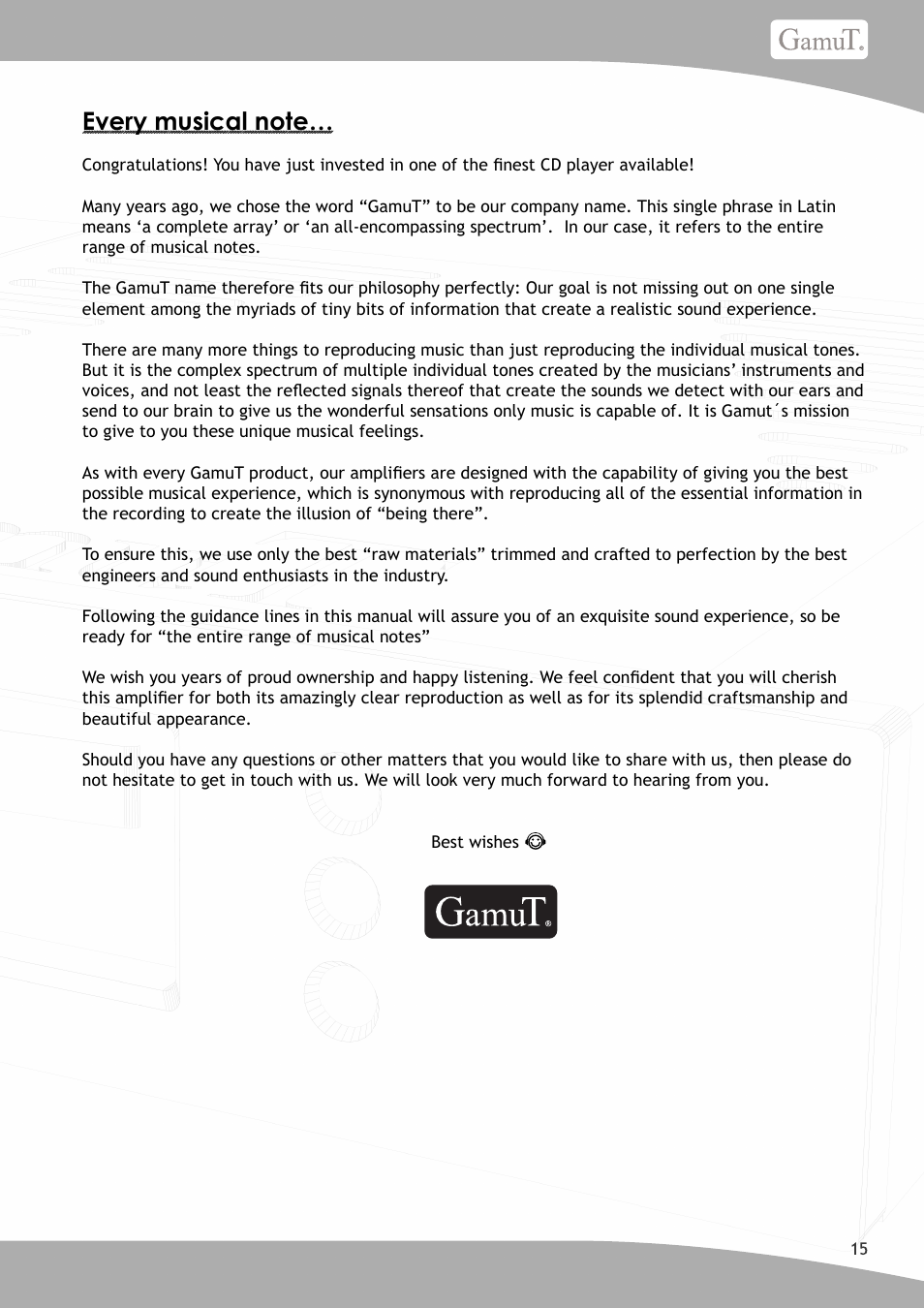 GamuT CD3 User Manual | Page 15 / 16