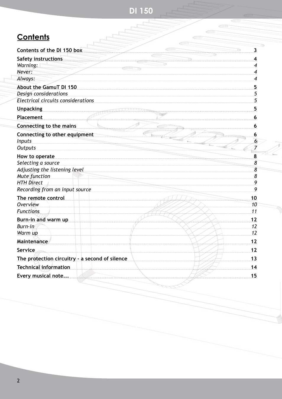 GamuT Di150 User Manual | Page 2 / 16