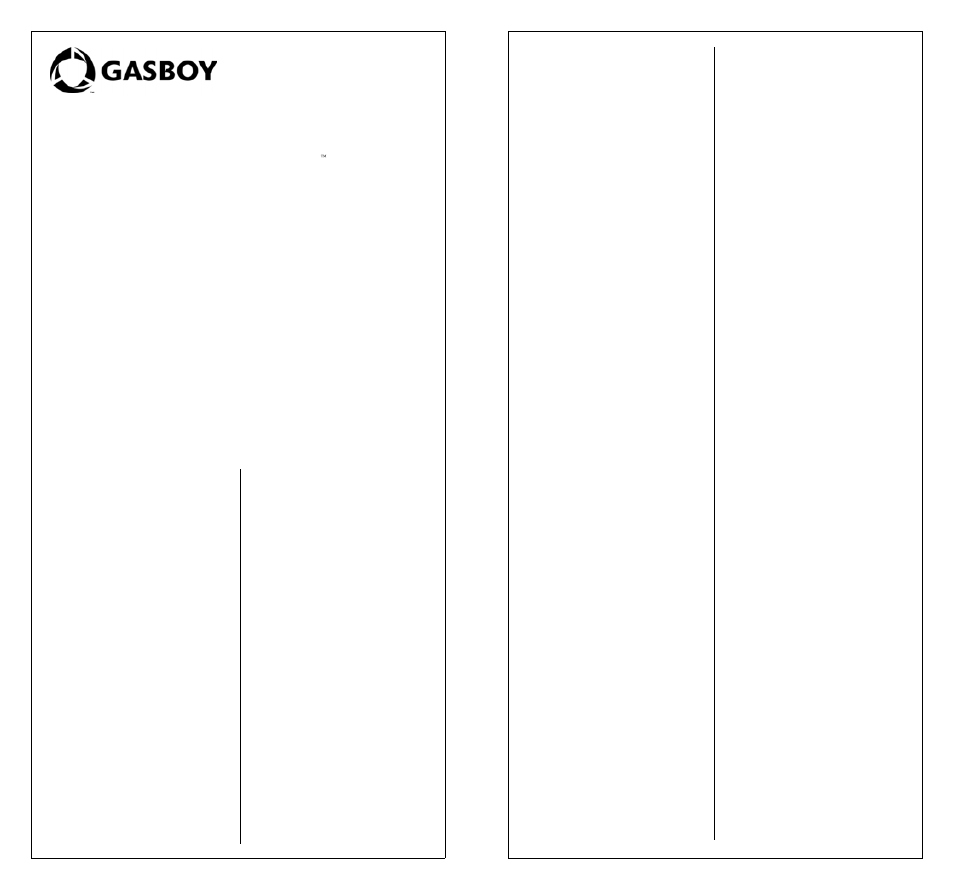 Gasboy Atlas Technician Programming Quick Ref User Manual | 2 pages