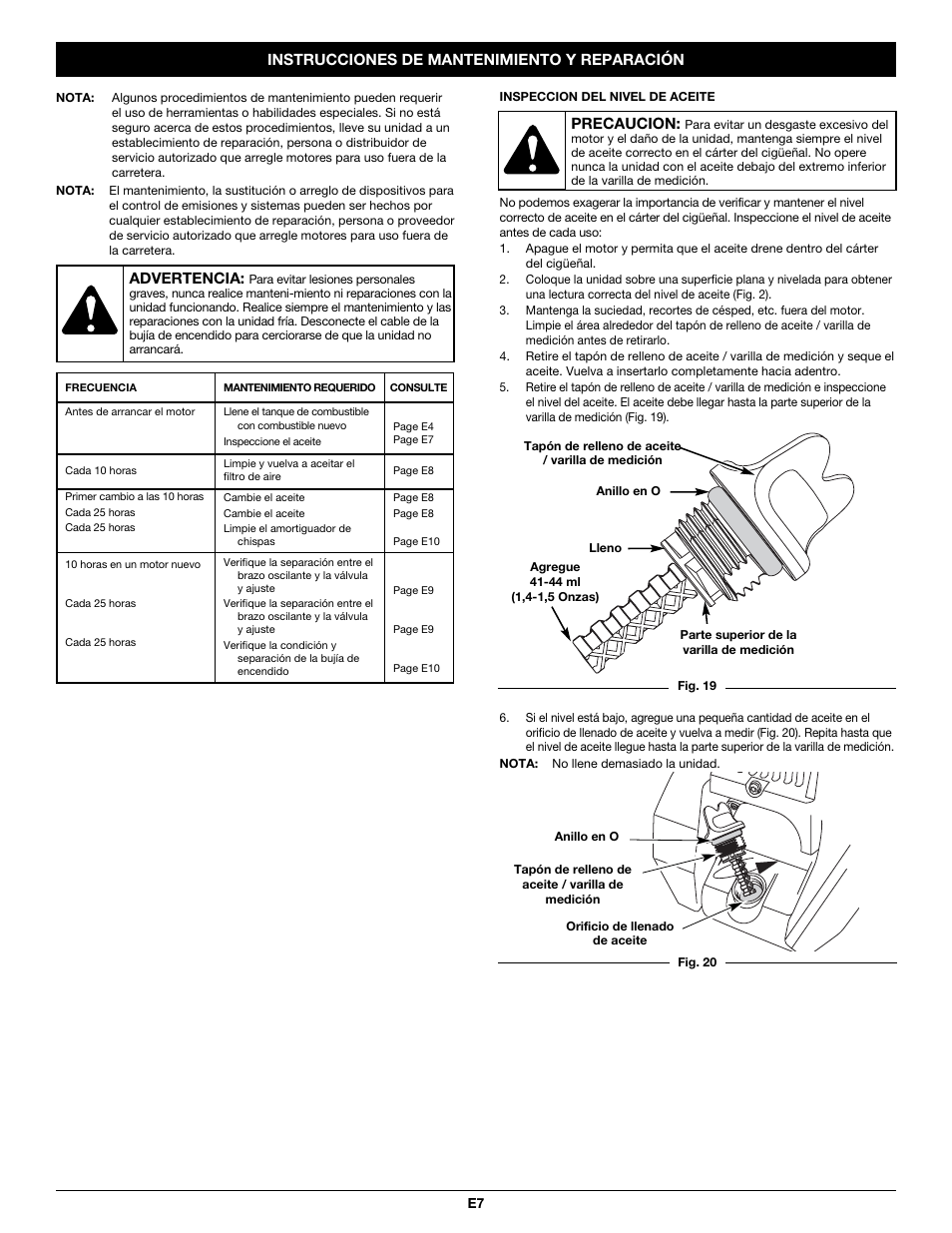 Precaucion | Cub Cadet CC4065 User Manual | Page 35 / 44