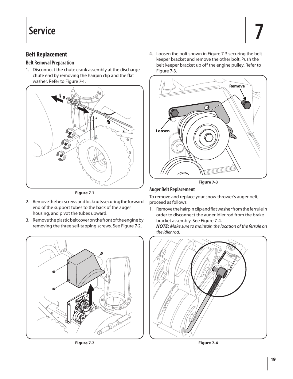 Service, Belt replacement | Cub Cadet 928 SWE User Manual | Page 19 / 28