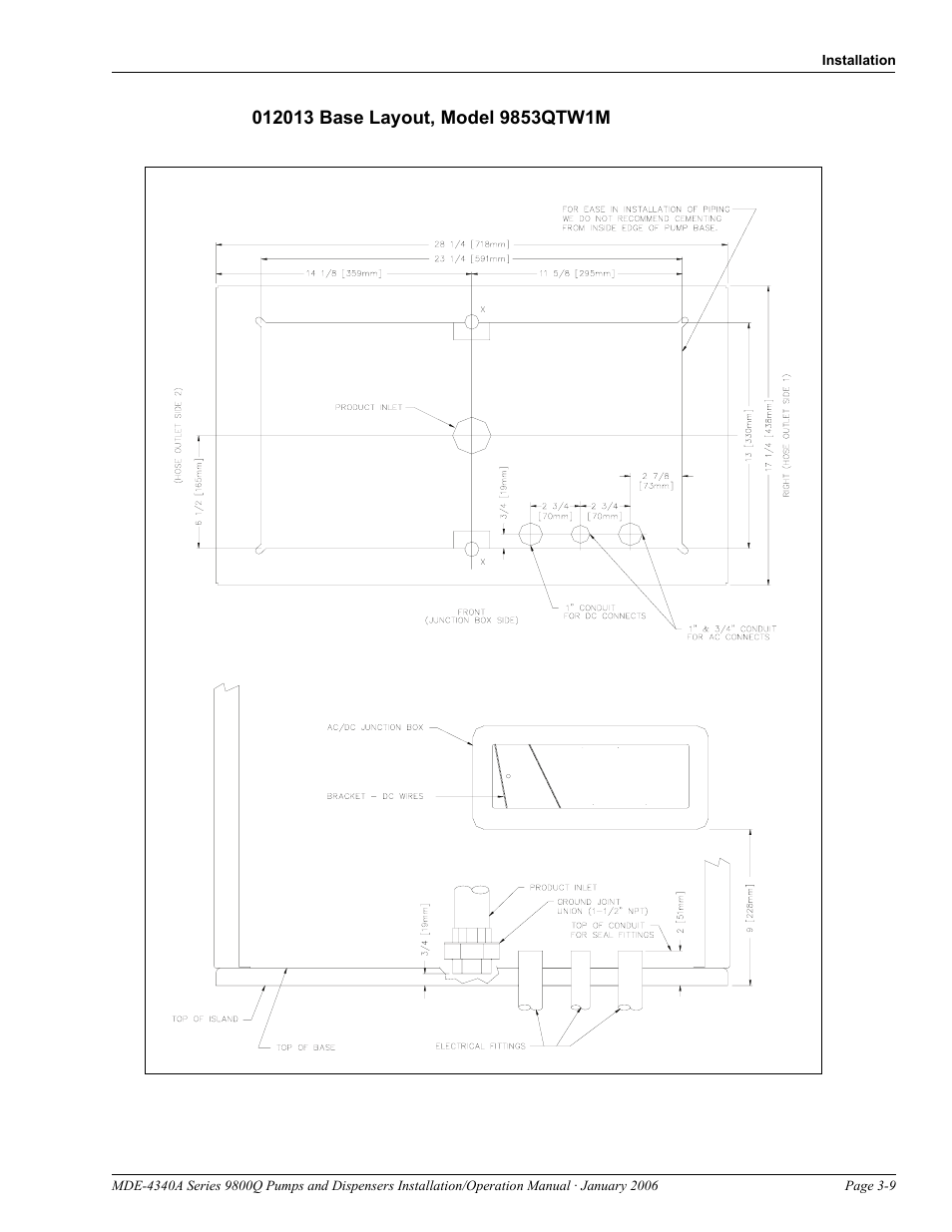 012013 base layout, model 9853qtw1m | Gasboy 9800Q Series User Manual | Page 21 / 82