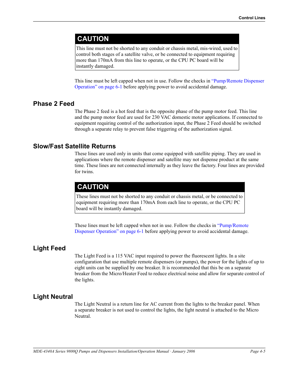 Phase 2 feed, Slow/fast satellite returns, Light feed | Light neutral, Caution | Gasboy 9800Q Series User Manual | Page 33 / 82