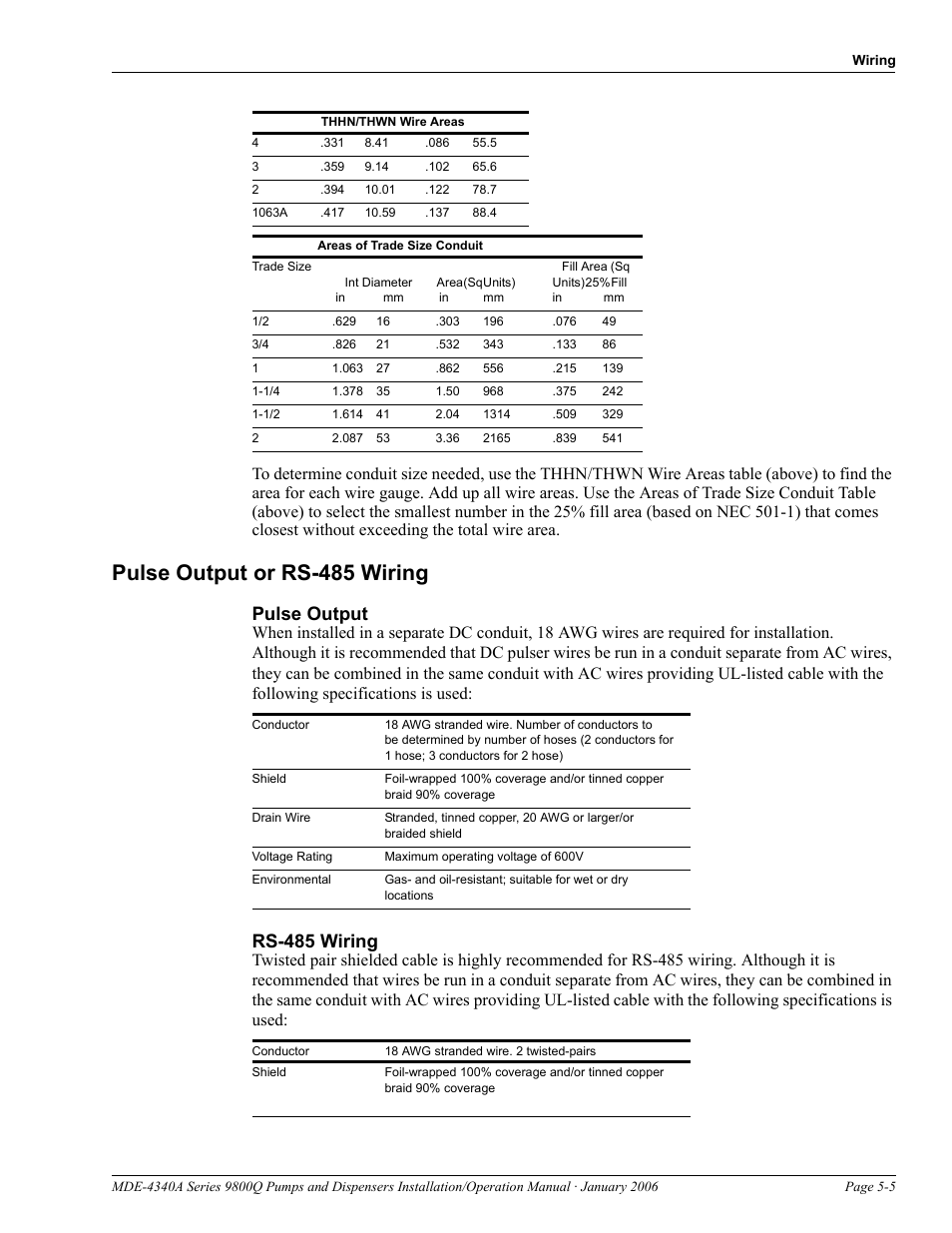 Pulse output or rs-485 wiring, Pulse output, Rs-485 wiring | Pulse output or rs-485 wiring -5 | Gasboy 9800Q Series User Manual | Page 39 / 82