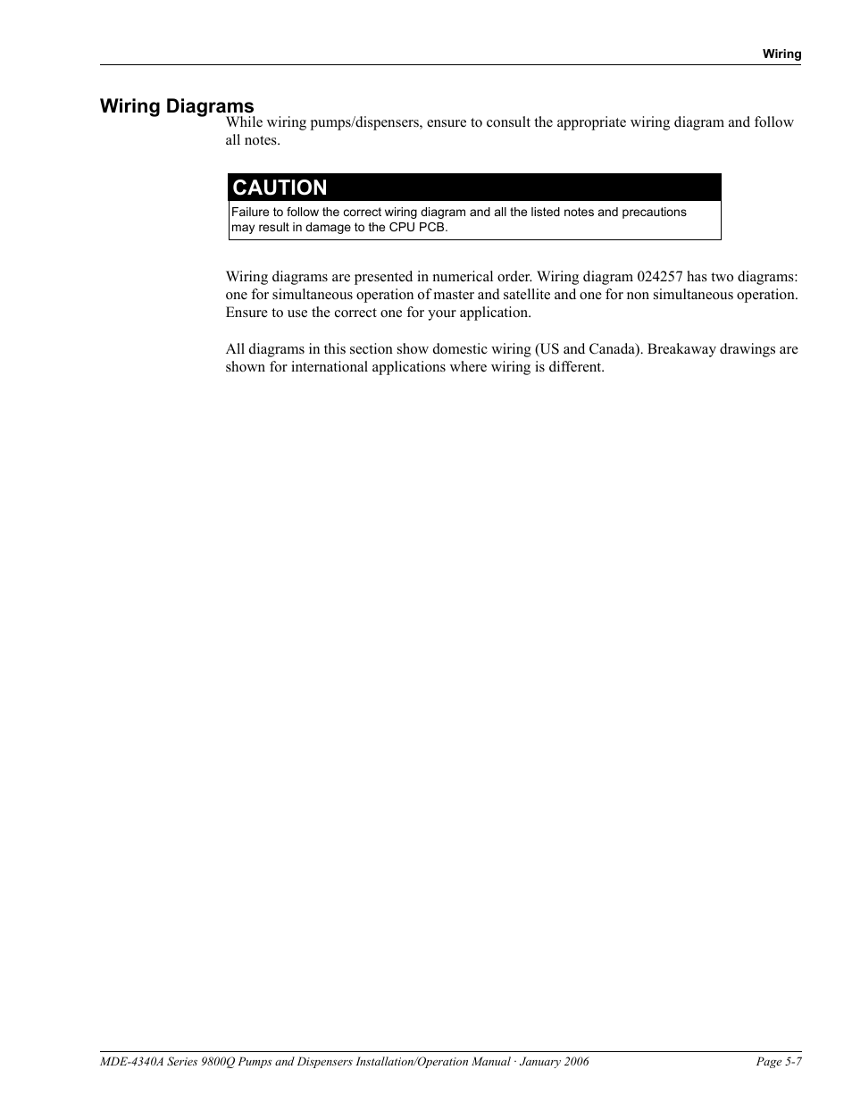 Wiring diagrams, Wiring diagrams -7, Caution | Gasboy 9800Q Series User Manual | Page 41 / 82