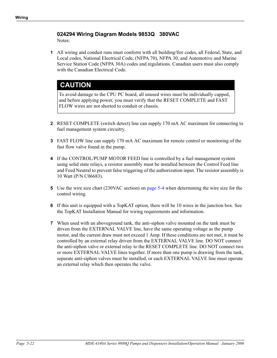 024294 wiring diagram models 9853q 380vac, Caution | Gasboy 9800Q Series User Manual | Page 56 / 82