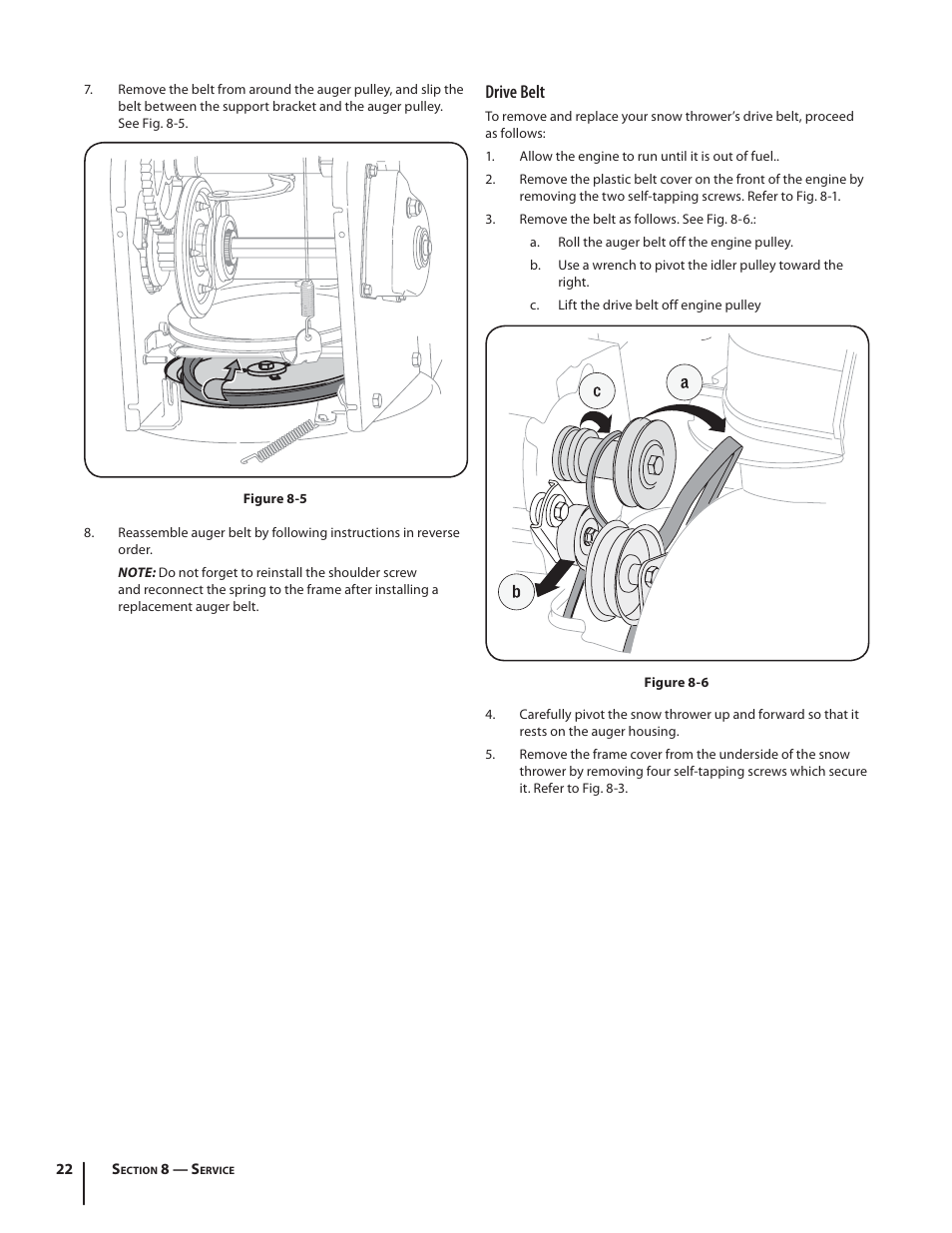 Drive belt | Cub Cadet 524 SWE User Manual | Page 22 / 28