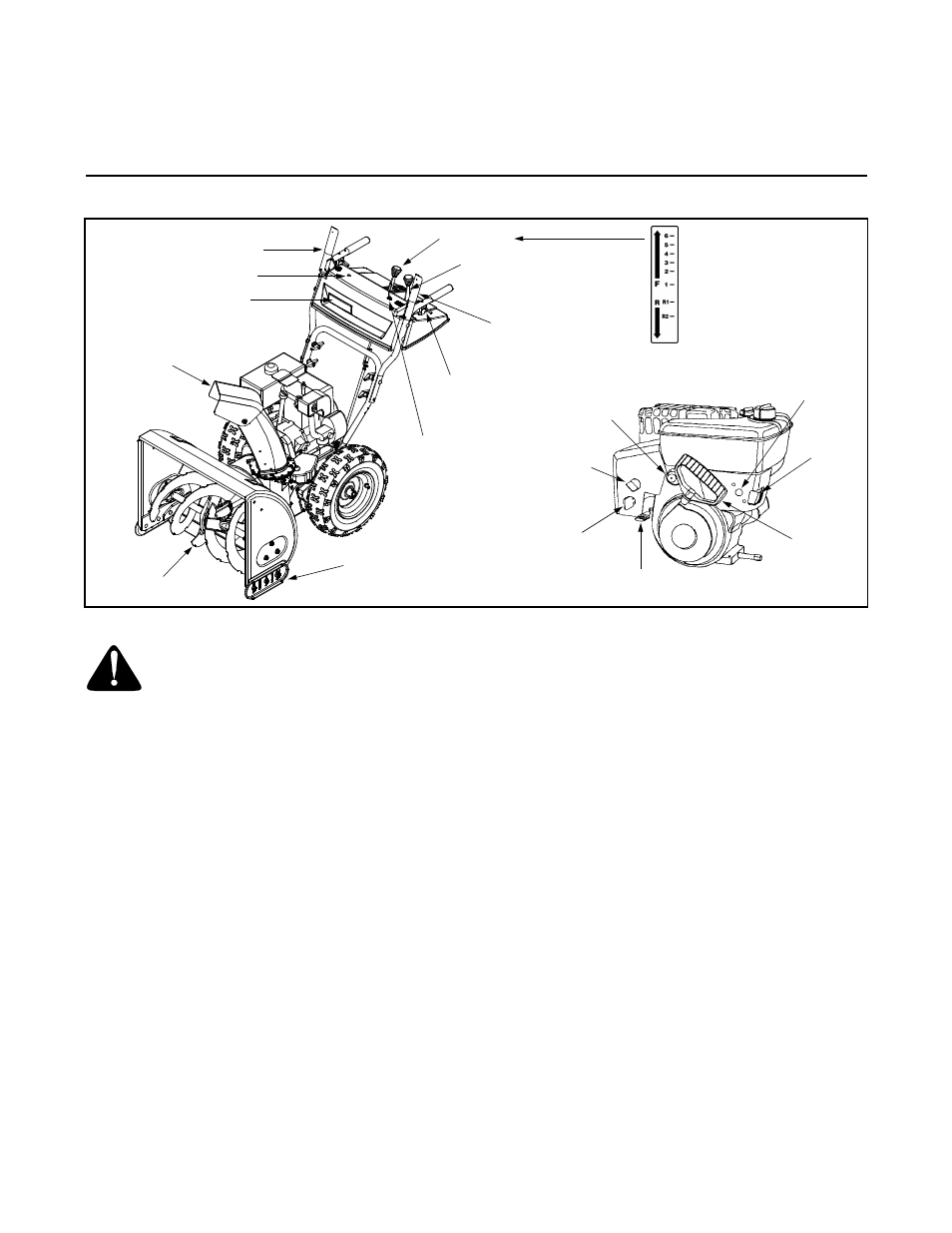 Traction control / auger control lock, Auger drive control, Chute tilt control | Skid shoe, Shift lever | Cub Cadet 1130 SWE User Manual | Page 7 / 28