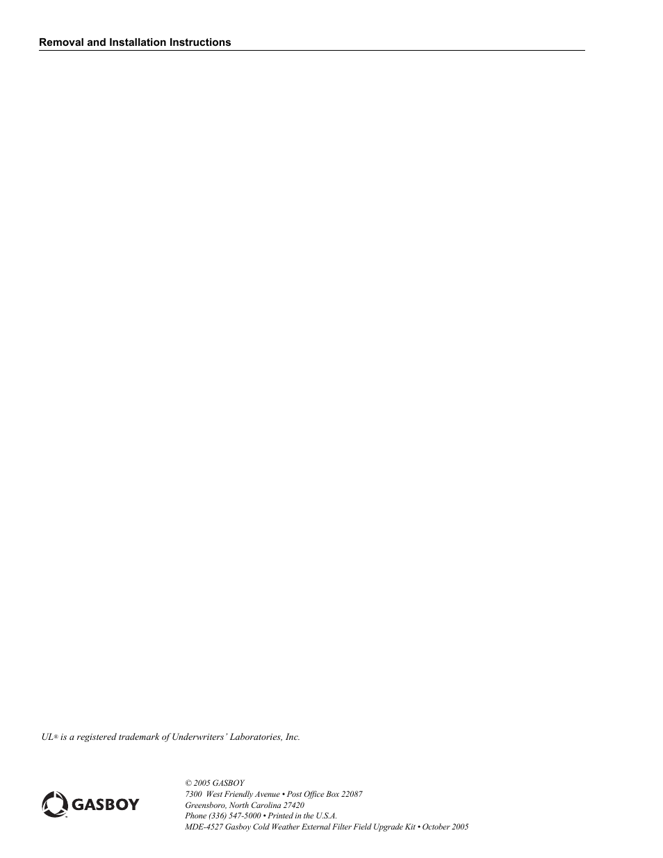 Gasboy Cold Weather External Filter Upgrade Kit User Manual | Page 6 / 6