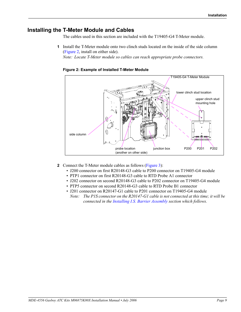 Installing the t-meter module and cables | Gasboy M06875K00X User Manual | Page 9 / 22