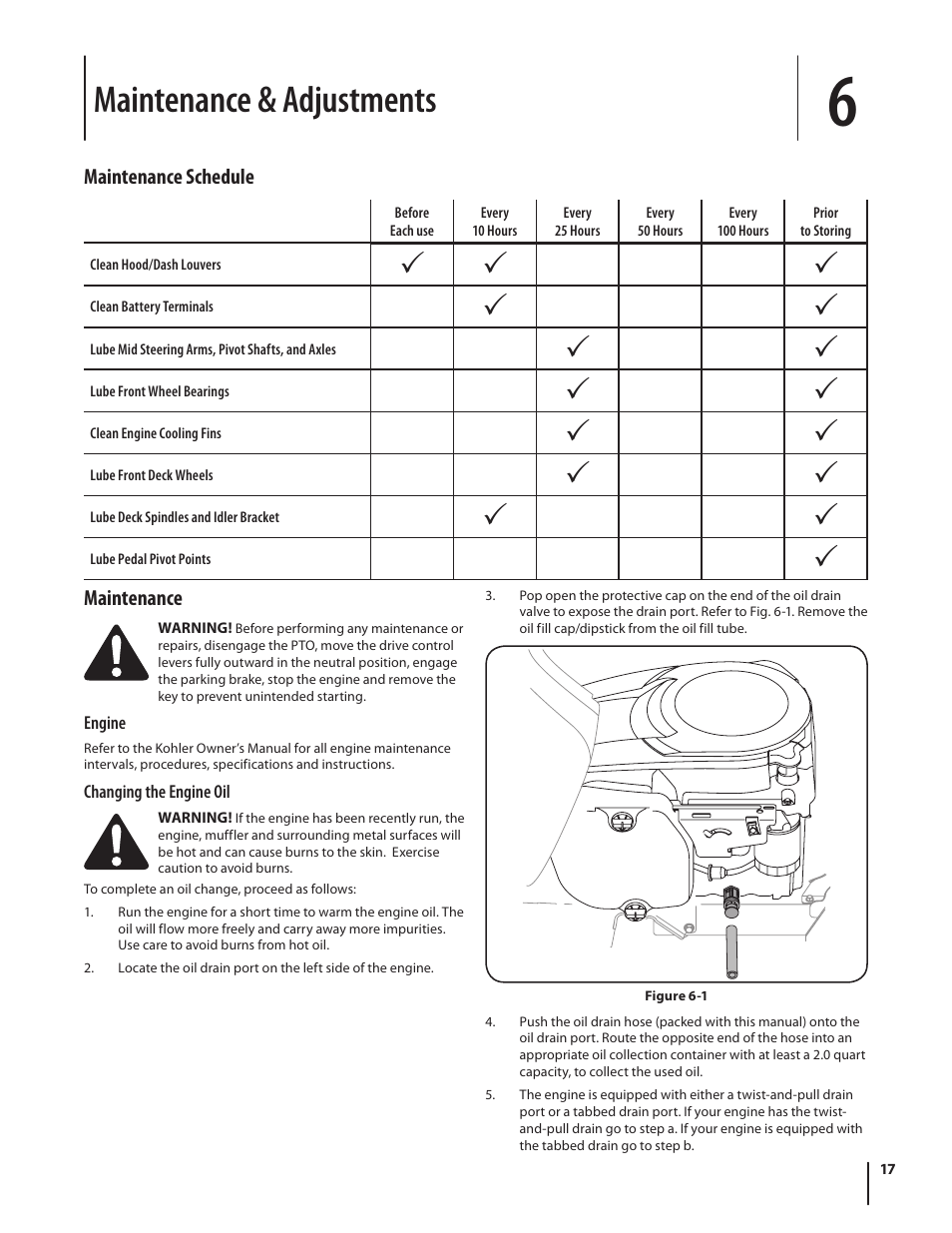 Maintenance & adjustments | Cub Cadet I1042 User Manual | Page 17 / 36