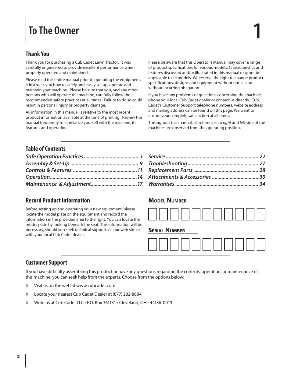 Cub Cadet I1042 User Manual | Page 2 / 36