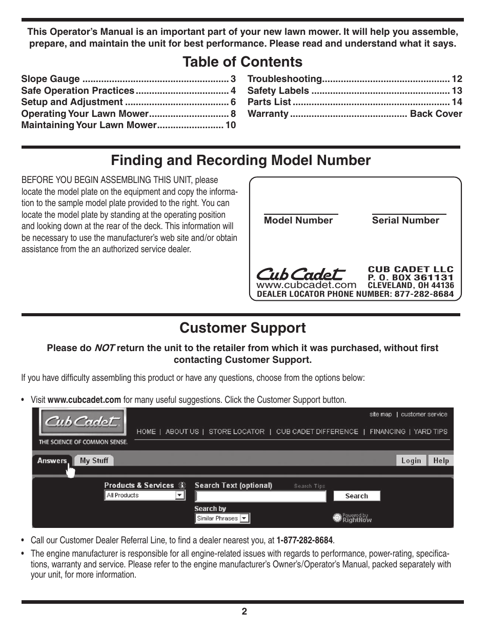 Cub Cadet 439 User Manual | Page 2 / 16